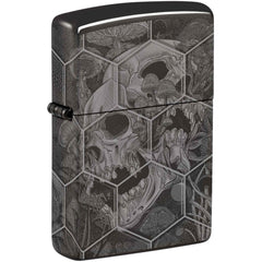 Zippo Windproof Pocket Lighter Mushroom Skulls Design High Polish Black 46425