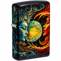 Zippo Windproof Pocket Lighter Sun and Moon Design 540 Fusion Metal 46563