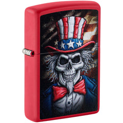 Zippo Windproof Pocket Lighter Uncle Skeleton Design Matte Red Metal 46696