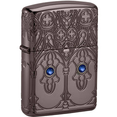 Zippo Windproof Pocket Lighter Gothic Window Design Armor Black Ice Metal 46753