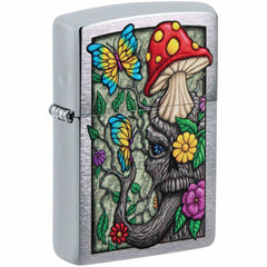 Zippo Windproof Pocket Lighter Freaky Nature Design Brushed Chrome Metal 48635