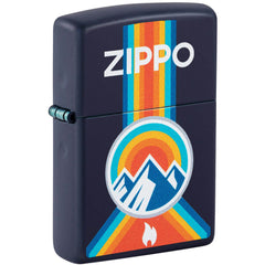 Zippo Windproof Pocket Lighter Mountain Outdoor Logo Matte Navy Metal 48639
