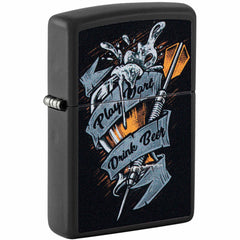 Zippo Windproof Pocket Lighter Darts Design Matte Black Metal 48679