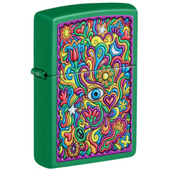 Zippo Windproof Lighter Trippy Abstract Color Image Design Green Matte 48957