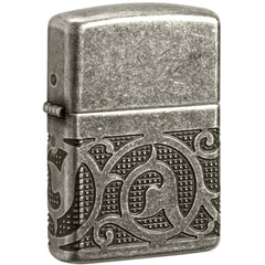 Zippo Windproof Lighter Medieval-Inspired Pattern Antique Silver Finish 49290