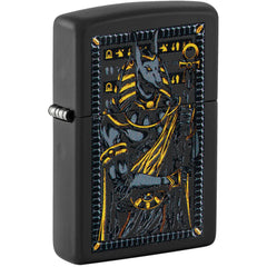 Zippo Windproof Lighter Egyptian God Anubis Design Black Matte Finish 46245