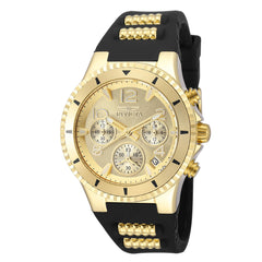 Invicta Women's Watch - BLU Black Rubber and Yellow Gold Stainless Steel Strap | 36909