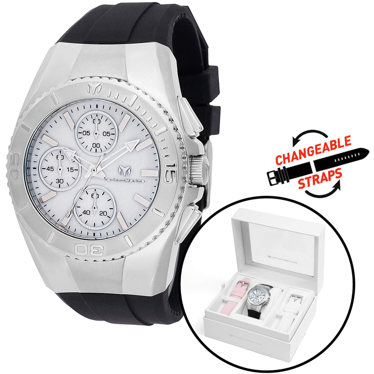 NEW with Box White Leather Silver Womens Watch TechnoMarine 42mm TechnoMarine Original Unisex Watch (Mod: TM-124034  main image 4