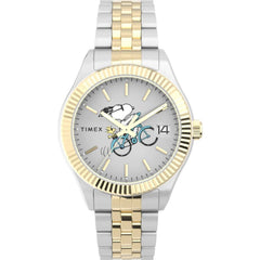 Timex Women's Watch - Legacy Peanuts Bicycle Silver Dial Two Tone Steel | TW2W78800