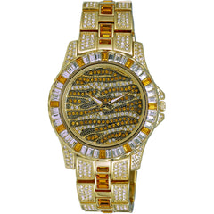 Adee Kaye Men's Watch - Chameleon Yellow and Gold Tone Dial Brass Bracelet | AK1177Y