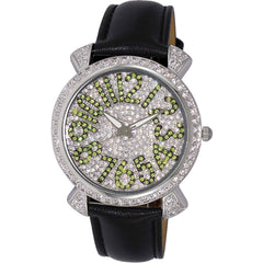 Adee Kaye Women's Watch - Flushy White and Silver Tone Dial Black Strap | AK2001-LGN