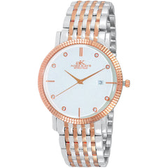 Adee Kaye Men's Watch - Simplicity Quartz White Dial Two Tone Steel | AK4801-MTTRG