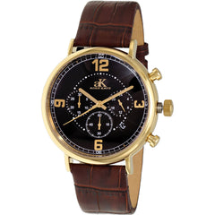 Adee Kaye Men's Watch - Mano Quartz Black Dial Brown Leather Strap | AK6178-MGBK_BN