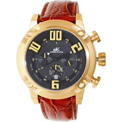 Adee Kaye Men's Watch - Blitz Quartz Black Dial Brown Leather Strap | AK7280-MG-RDO