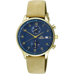 Adee Kaye Men's Watch - Maze Quartz Blue Dial Tan Leather Strap | AK7501-MGBU-LTAN