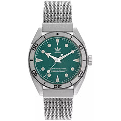 Adidas Men's Watch - Originals Quartz Green Dial Silver Steel Bracelet | AOFH22005