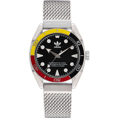 Adidas Men's Watch - Originals Quartz Black Dial Silver Steel Bracelet | AOFH22502