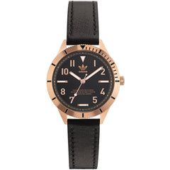 Adidas Men's Watch - Originals Quartz Rose Gold Case Black Leather Strap | AOFH22507