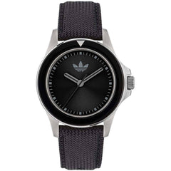 Adidas Men's Watch - Originals Quartz Silver Tone Case Black Fabric Strap | AOFH23016