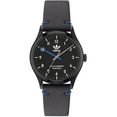 Adidas Men's Watch - Originals Solar Powered Black Genuine Leather Strap | AOST23046