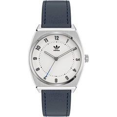 Adidas Men's Watch - Originals Quartz White Dial Navy Blue Leather Strap | AOSY22030