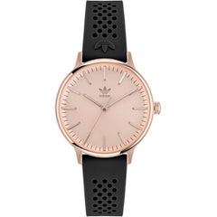 Adidas Women's Watch - Originals Quartz Rose Gold Tone Dial Black Strap | AOSY22070