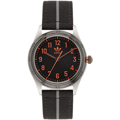 Adidas Men's Watch - Originals Silver Tone Case Black Dial Fabric Strap | AOSY22522