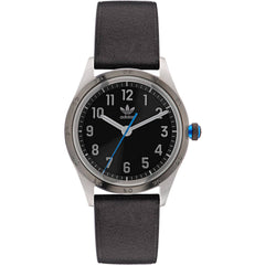 Adidas Men's Watch - Originals Silver Case Black Genuine Leather Strap | AOSY22528