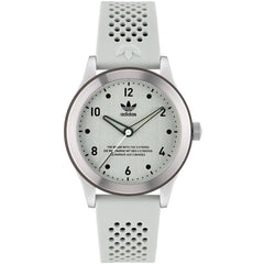 Adidas Men's Watch - Originals Quartz Silver Dial White Rubber Strap | AOSY23033