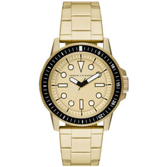 Armani Exchange Men's Watch - Classic Quartz Gold Dial Yellow Gold Bracelet | AX1854