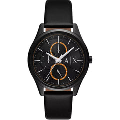 Armani Exchange Men's Watch - Dante Quartz Black Steel Case Leather Strap | AX1886