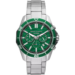 Armani Exchange Men's Watch - Spencer Quartz Green Dial Silver Bracelet | AX1957