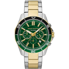 Armani Exchange Men's Watch - Spencer Quartz Green Dial Two Tone Bracelet | AX1966