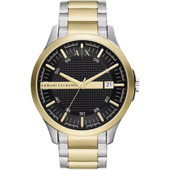Armani Exchange Men's Watch - Hampton Quartz Black Dial Two Tone Bracelet | AX2453