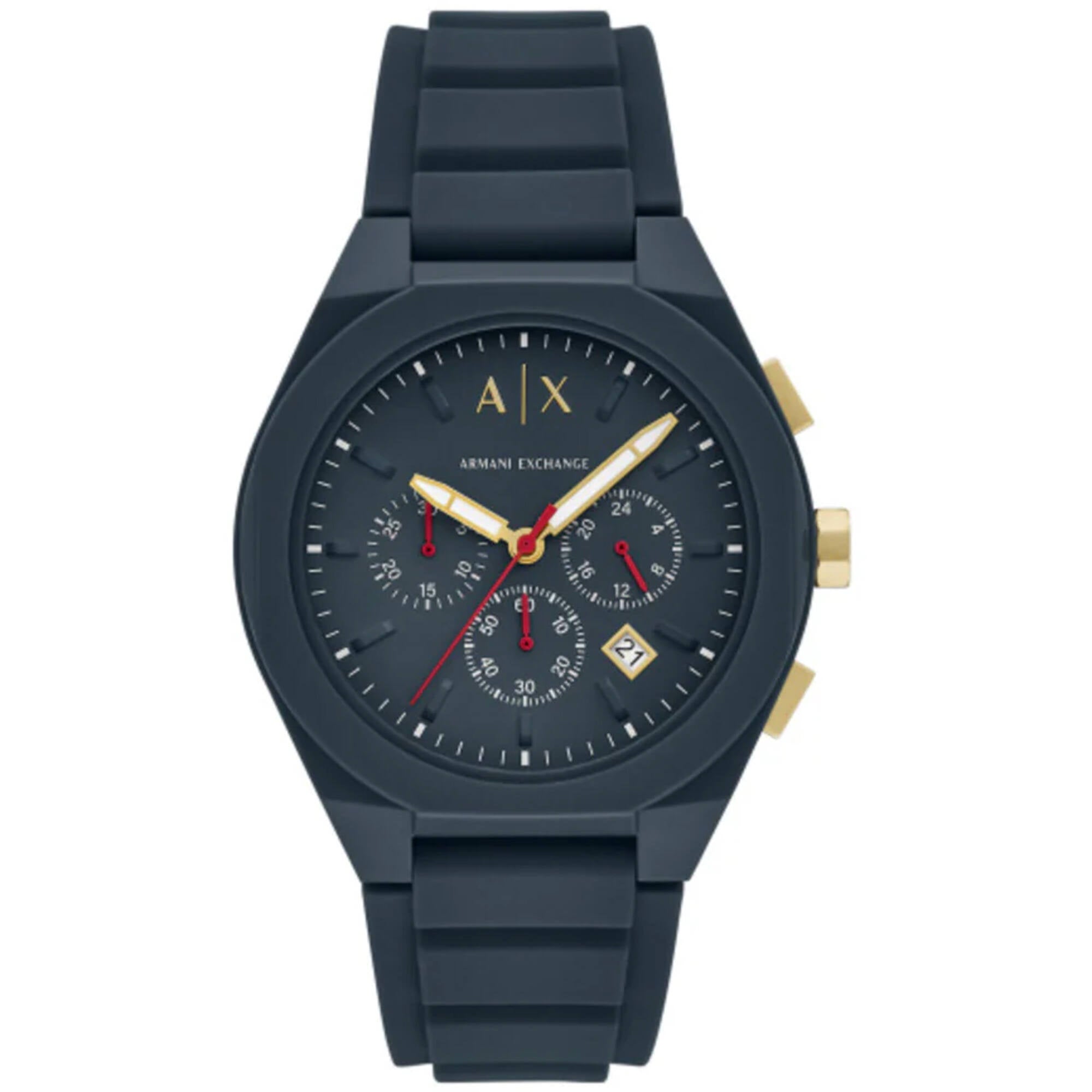 Armani Exchange Men's Watch - Rafael Quartz Blue Dial Silicone Rubber ...
