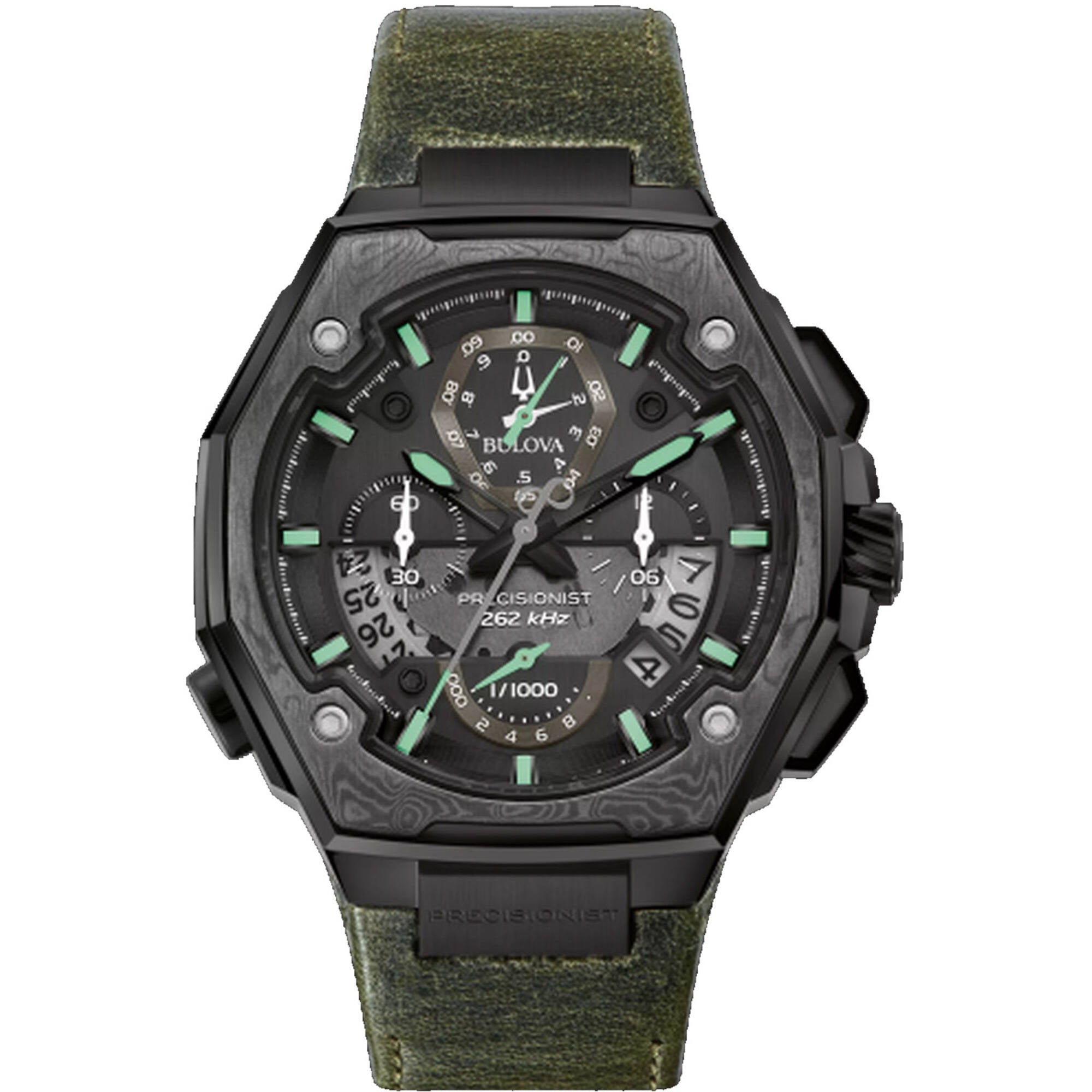 Bulova Men's Watch - Precisionist Quartz Chronograph Green Leather ...
