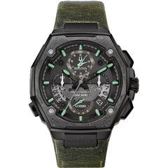 Bulova Men's Watch - Precisionist Quartz Chronograph Green Leather Strap | 98B355