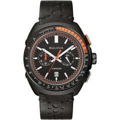 Bulova Men's Watch - Racer Chronograph Quartz Black Dial Leather Strap | 98B428
