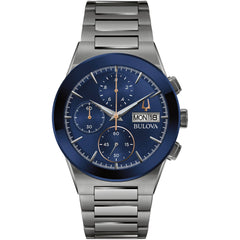 Bulova Men's Watch - Millenia Quartz Chrono Blue Dial Grey Steel Bracelet | 98C143