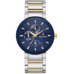 Bulova Men's Watch - Modern Quartz Day-Date Blue Dial Two Tone Bracelet | 98C148