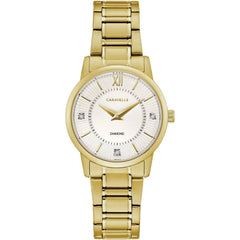 Caravelle Women's Watch - Dress Quartz Silver Dial Yellow Gold Bracelet | 44P102