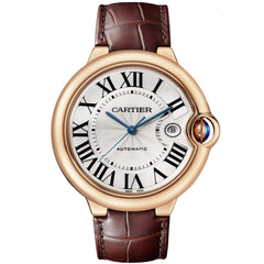 Cartier Men's Watch - Ballon Bleu de Cartier Silver Dial Leather Strap | WGBB0030