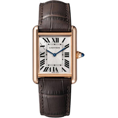 Cartier Men's Watch - Tank Louis Cartier Silver Dial Brown Leather Strap | WGTA0011