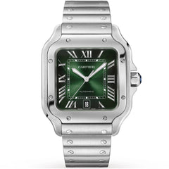 Cartier Men's Watch - Santos de Cartier Automatic Green Dial Bracelet | WSSA0062