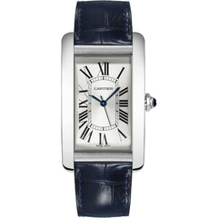 Cartier Men's Watch - Tank Américaine Automatic Silver Dial Blue Strap | WSTA0018
