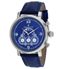 Christian Van Sant Men's Watch - Dominion Quartz Blue Dial Leather Strap | CV0712
