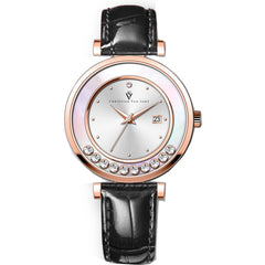 Christian Van Sant Women's Watch - Bria Quartz Silver Dial Leather Strap | CV3815