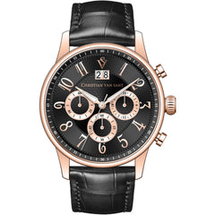 Christian Van Sant Men's Watch - Heritage Chrono Black Dial Leather Strap | CV3944