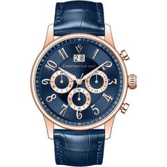 Christian Van Sant Men's Watch - Heritage Quartz Blue Dial Leather Strap | CV3945