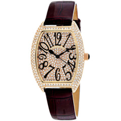 Christian Van Sant Women's Watch - Elegant Quartz Velvet Red Leather Strap | CV4822